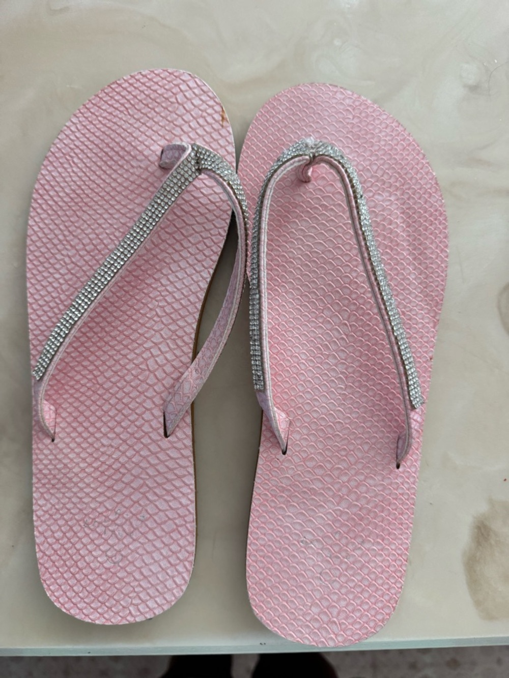 Sparkle-Trim Pink Women's Flip Flop Sandals